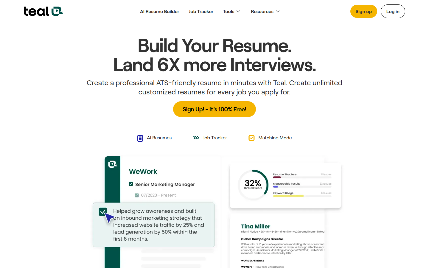 Teal homepage